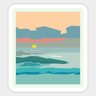 Cloudy sky with the sun going down to the horizon. Sticker